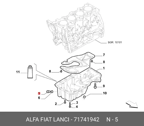 ПРОБКА ПОДДОНА ДВИГАТЕЛЯ 71741942 FIAT