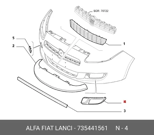 Решетка бампера FIAT 735441561