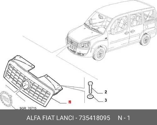 Решетка радиатора FIAT 735418095