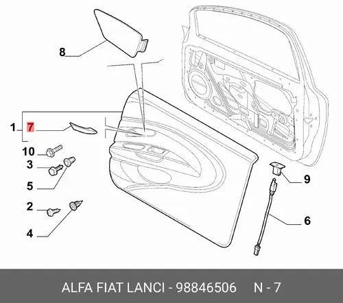 Ручка двери FIAT 98846506