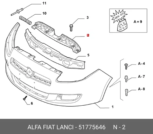 Абсорбер-усилитель бампера FIAT 51775646