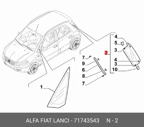 СТЕКЛО БОКОВОЕ 71743543 FIAT