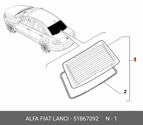 стекло заднее 51867092 FIAT