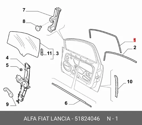 Уплотнитель двери FIAT 51824046