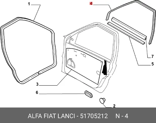 УПЛОТНИТЕЛЬ ДВЕРИ 51705212 FIAT