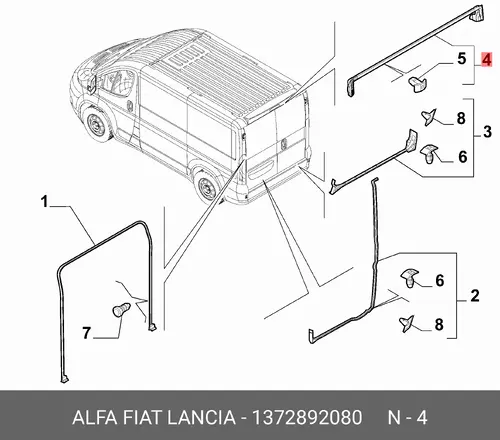 Уплотнитель двери FIAT 1372892080