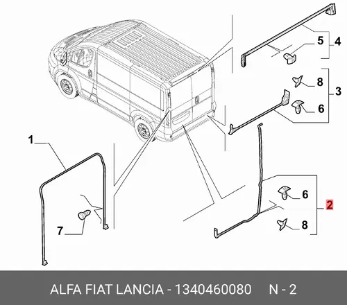 Уплотнитель двери FIAT 1340460080