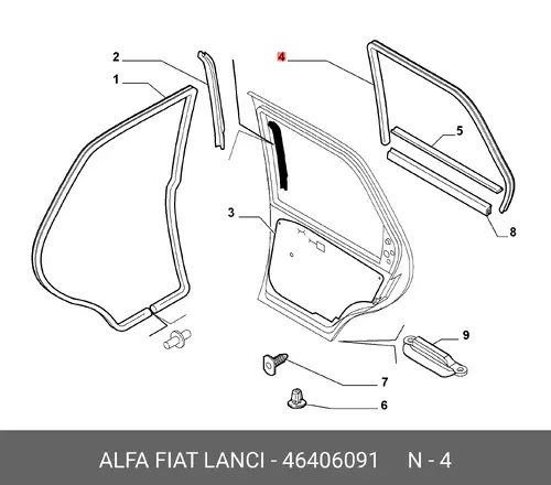Уплотнитель двери FIAT 46406091