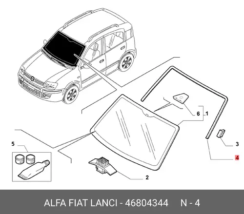 Уплотнитель лобового стекла 46804344 FIAT