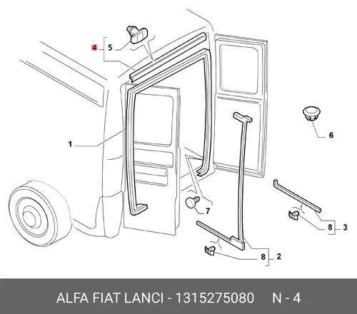 Уплотнитель двери FIAT 1315275080
