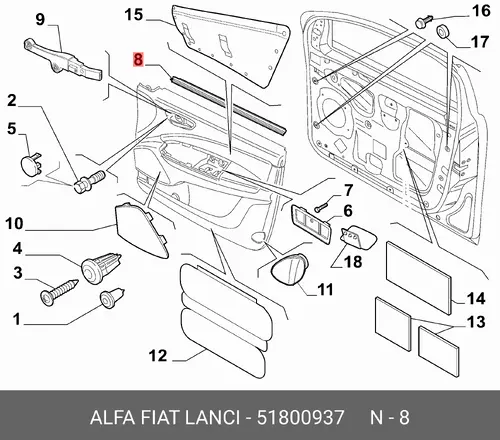 УПЛОТНИТЕЛЬ СТЕКЛА 51800937 FIAT