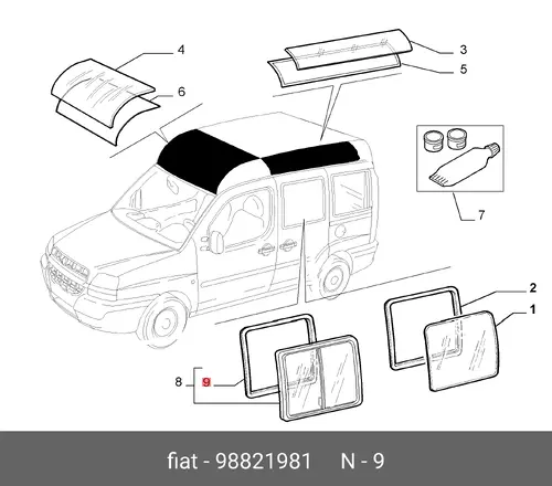 98821981 УПЛОТНИТЕЛЬ СТЕКЛА FIAT