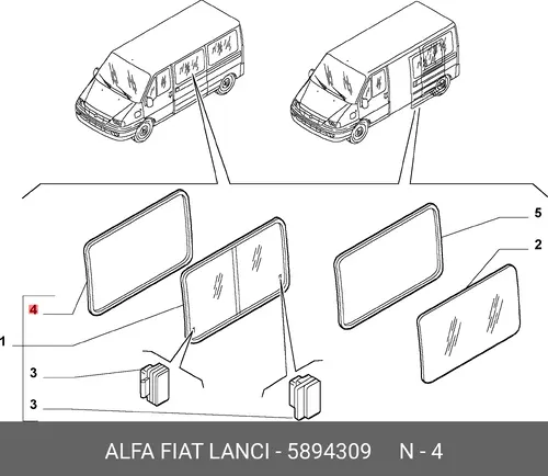 уплотнитель стекла 5894309 FIAT