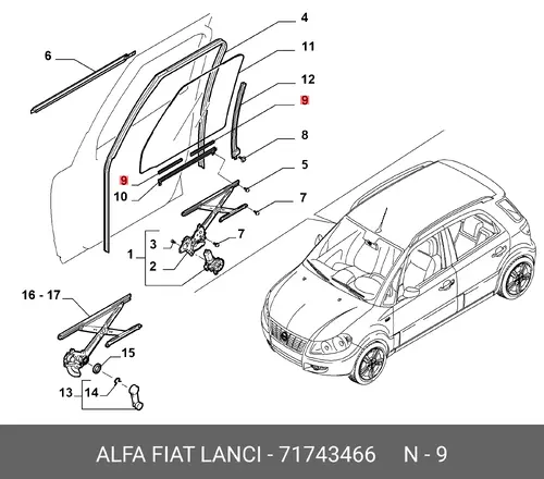 УПЛОТНИТЕЛЬ СТЕКЛА ДВЕРИ 71743466 FIAT