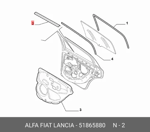 уплотнитель стекла двери 51865880 FIAT