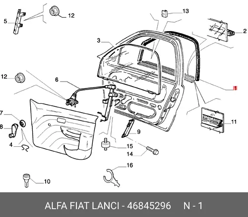 УПЛОТНИТЕЛЬ СТЕКЛА ДВЕРИ 46845296 FIAT