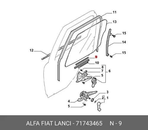 УПЛОТНИТЕЛЬ СТЕКЛА ДВЕРИ 71743465 FIAT