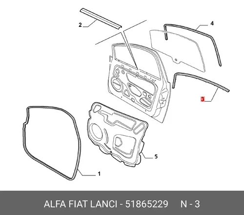 Уплотнитель двери FIAT 51865229