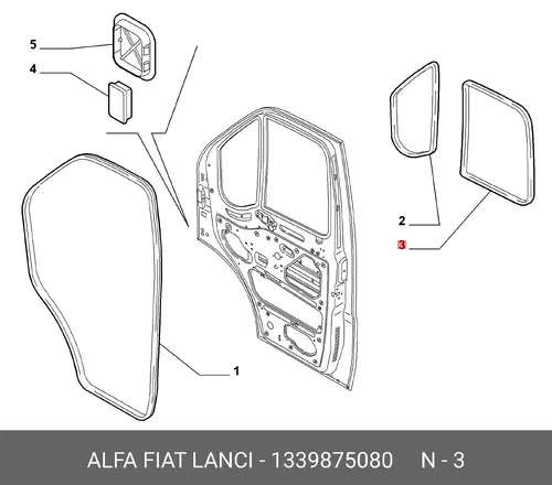  УПЛОТНИТЕЛЬ СТЕКЛА ДВЕРИ ЛЕВ 1339875080 FIAT