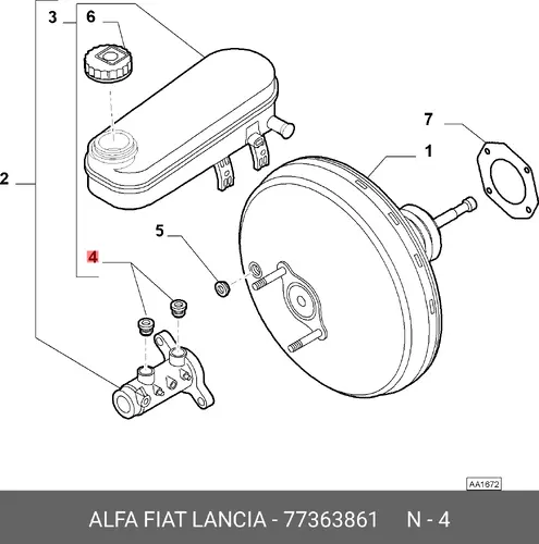 УПЛОТНИТЕЛЬНОЕ КОЛЬЦО ТОРМОЗНОГО ЦИЛИНДР 77363861 FIAT