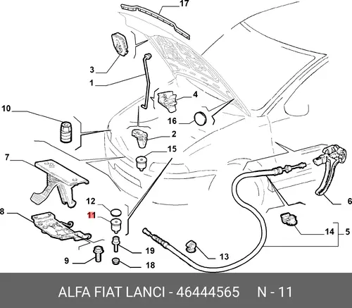УПОР КАПОТА 46444565 FIAT