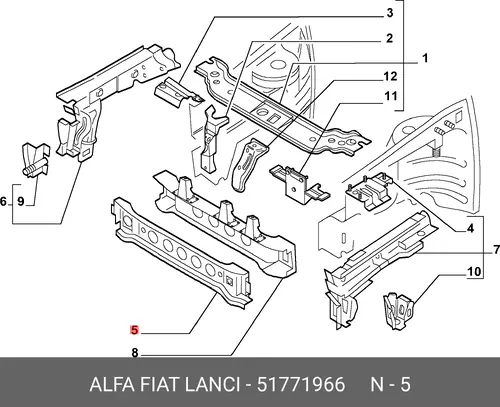 Усилитель бампера FIAT 51771966