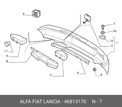 Усилитель бампера FIAT 46813170