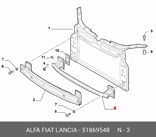 Усилитель бампера FIAT 51869548
