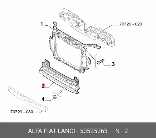 Усилитель бампера FIAT 50525263