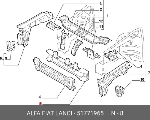 Усилитель бампера FIAT 51771965