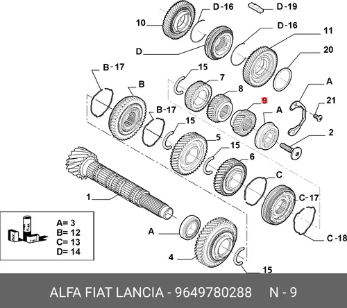 Шестерня КПП FIAT 9649780288