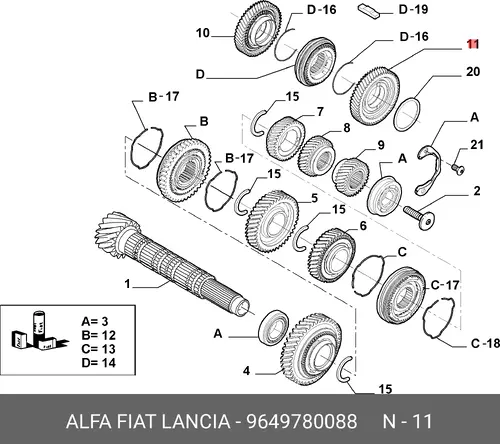 Шестерня КПП FIAT 9649780088