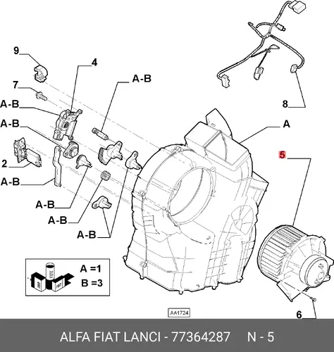 Вентилятор отопителя FIAT 77364287