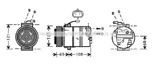 компрессор кондиционера Opel Agila/Corsa 1.0/1.2 00> OLAK373 AVA