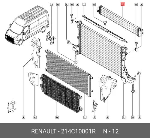 Радиатор системы охлаждения двигателя RENAULT 214C10001R