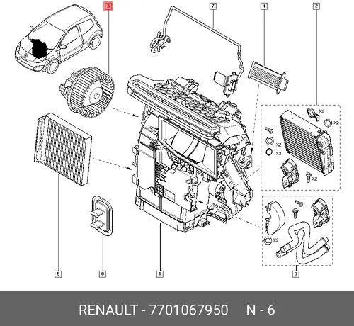 Вентилятор отопителя RENAULT 7701067950
