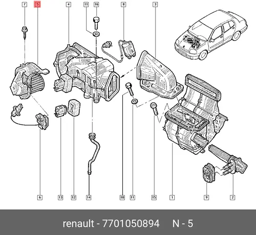 Вентилятор отопителя RENAULT 7701050894