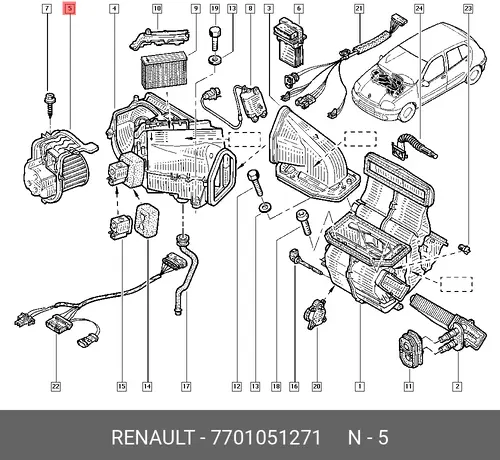 Вентилятор отопителя RENAULT 7701051271