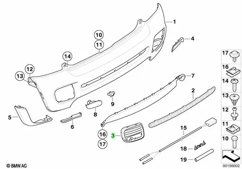 Решетка бампера BMW 51 12 0 413 568