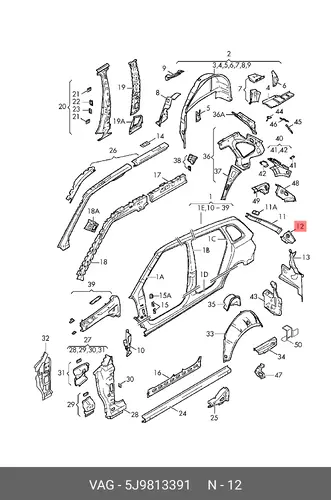 Фонарь задний VAG 5J9813391