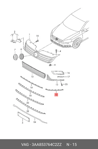 НАКЛАДКА ДЕКОР. 3AA853764C 2ZZ VAG