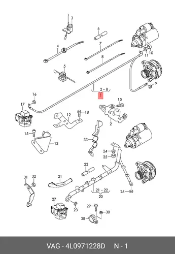  (8 ГР.), (AUDI), ПРОВОДКА 4L0971228D VAG