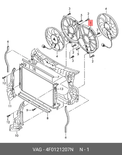 (AUDI), КОЖУХ ВЕНТИЛЯТОРА 4F0121207N VAG