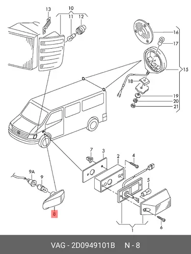 УКАЗАТЕЛЬ ПОВОРОТА ДЛЯ Л/А 2D0949101B VAG