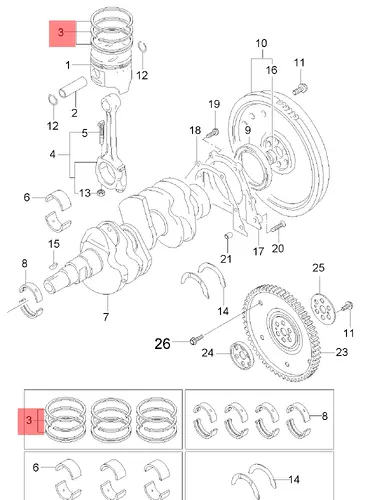 Кольца поршневые GM 96611458