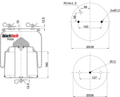 пневмоподушка со стаканом Scan RML74506C BLACKTECH