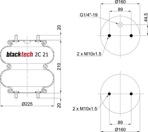 ПНЕВМОАМОРТИЗАТОР 2C21210P02 BLACKTECH