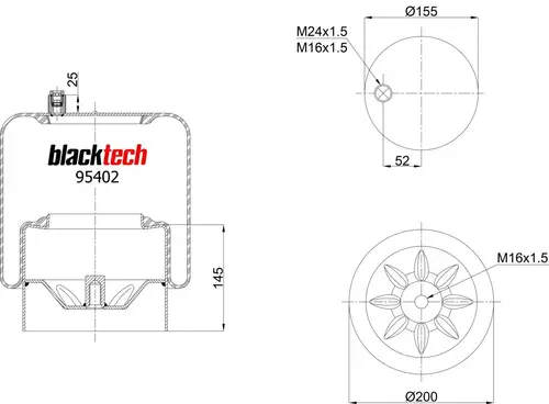 пневмоподушка со стаканом MB RML95402C21 BLACKTECH