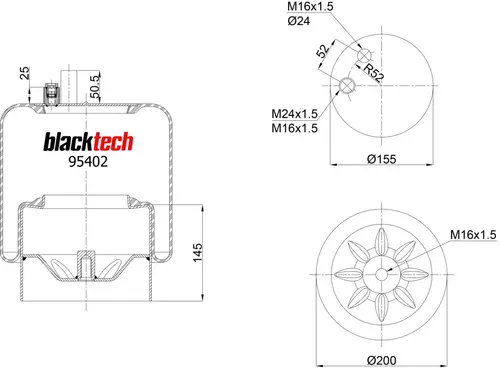 пневмоподушка со стаканом MB RML95402C22 BLACKTECH