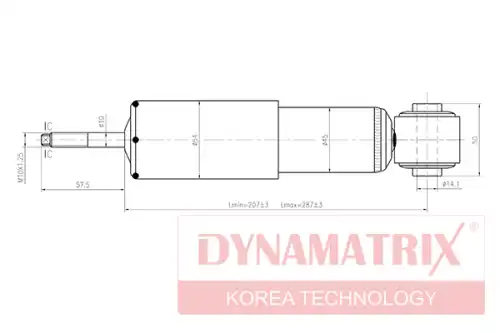 DSA344261 DYNAMATRIX-KOREA, АМОРТИЗАТОР ПОДВЕСКИ ГАЗОНАПОЛНЕННЫЙ КНР DYNAMAX
